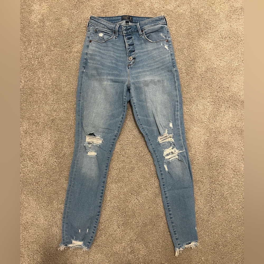 Abercrombie & Fitch Light Blue Distressed Skinny Jeans